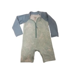 Caden Lane Baby Long Sleeve Rash Guard Swimsuit Blue Wave Print 6-12 Months